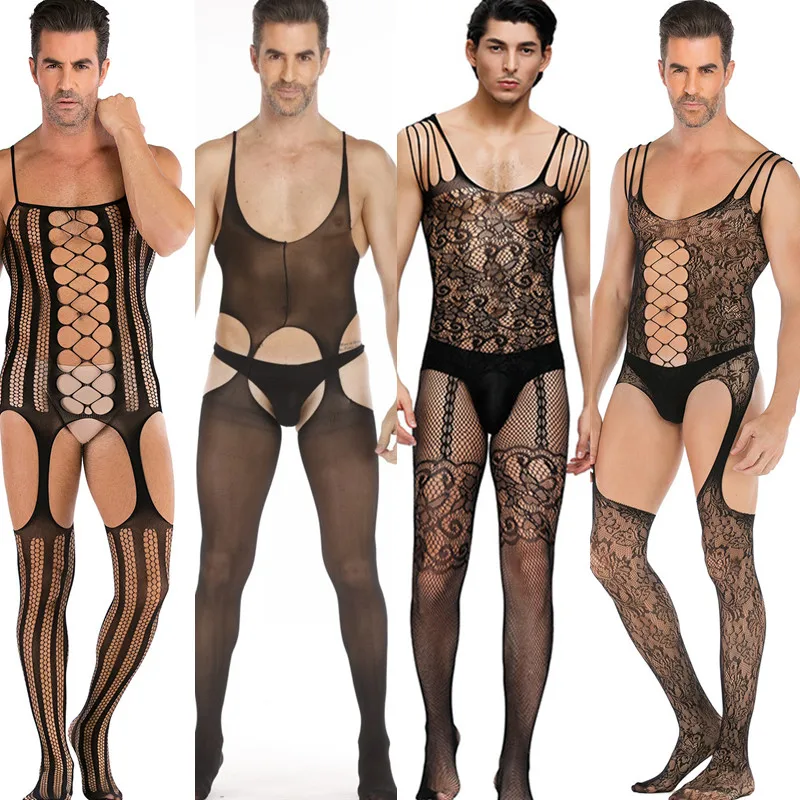 Lencería sexy para hombre, body de cosplay porno, teddy, ropa interior sexy, disfraces sexys, ropa interior de red, medias masculinas de cuerpo entero