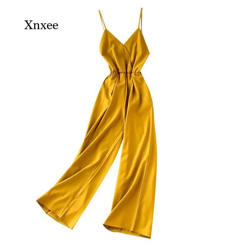 

Summer Women's Suspenders Jumpsuit New Beach Holiday Style Belt Suspenders Mid-Length Jumpsuit Wide-Leg Pants Women