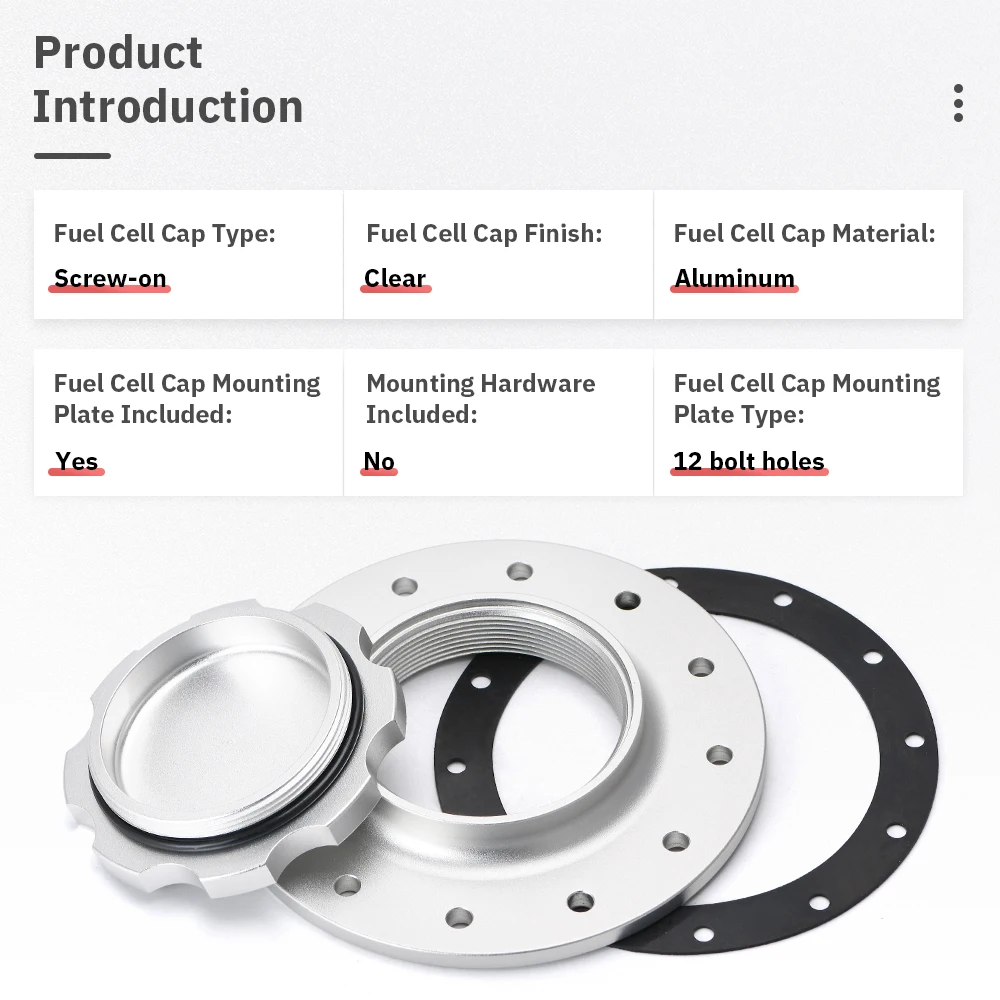 PQY - Billet Aluminum Fuel Cell / Surge Tank Cap with 12 bolting holes with 3\'\' I.D.Opening For RI  fuel cells PQY-SLFCC-01SL