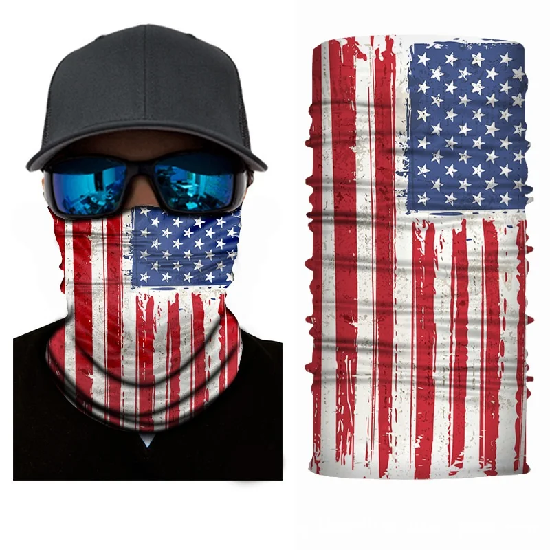 Schnelle Lieferung Fabrik Wholesale Multifunktionale Nach Druck Headwear Nahtlose Amerikanischen Flagge Bandana Top Gesicht Shiled