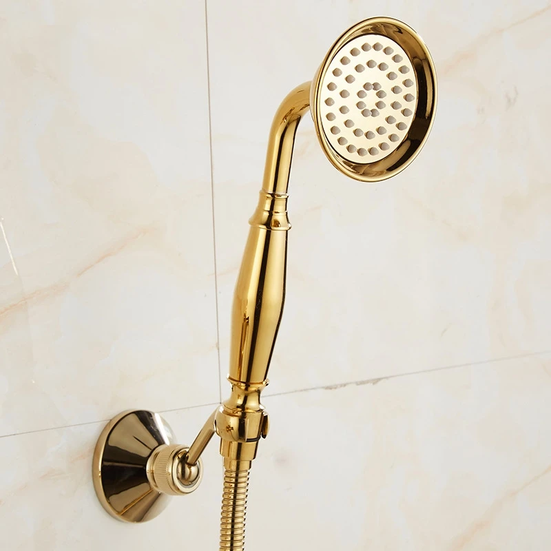 Imagem -04 - Sistema de Montagem na Parede do Chuveiro Bronze Titânio Torneira Água Quente e Fria com Bronze Handshower Mixer