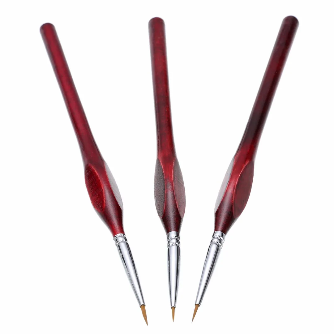 3pcs/Set Sable Hair Paint Brush 0/00/000 Miniature Detail Fine liner Nail Art Drawing Brushes Painting Supplies