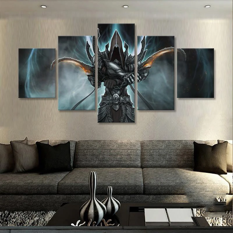 

5 Pieces Diablo3 Darkness Angel Demon Wings Game Paintings Wall Art Home Decor Canvas Pictures Posters Decoration Accessories