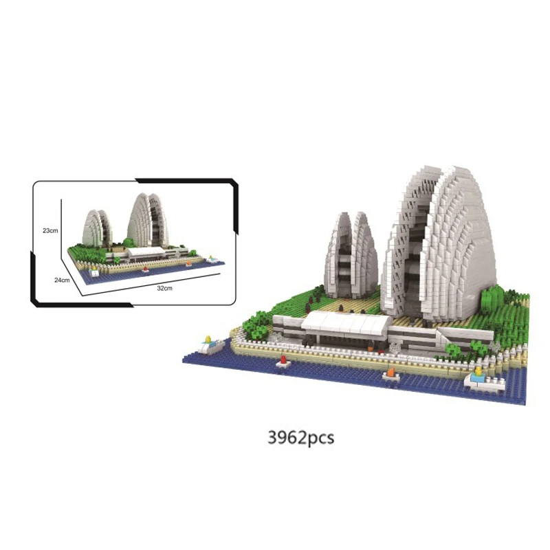 World Famous Modern Architecture China Build Guangdong Zhuhai Grand Theater Micro Diamond Block Model Nanobrick Toys Collection