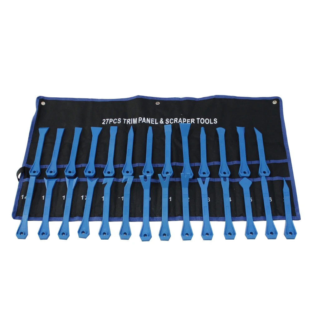 27Pcs Plastic Car Auto Door Trim Panel Dashboard Removal Scraper Garage Tool Set Blue