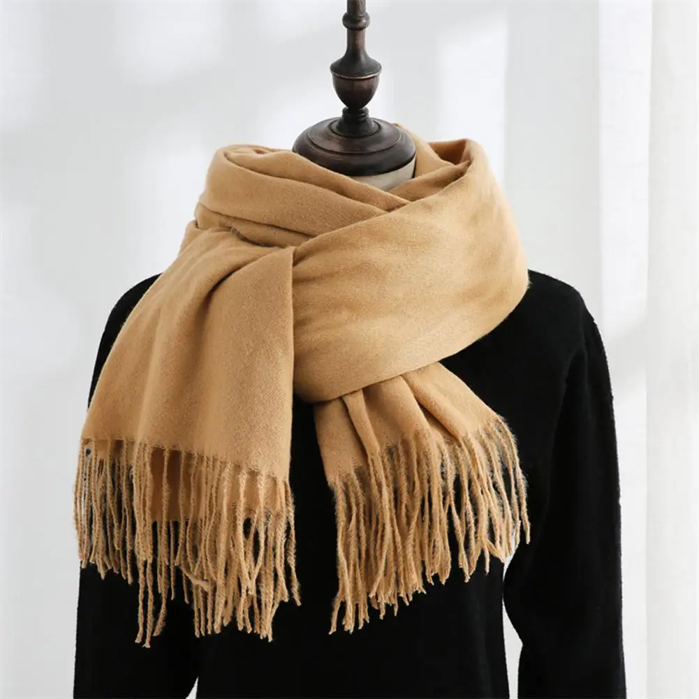 2021 Winter Women Scarf Solid Color Good Warmth Retention Lightweight Japanese Korean Style Mid-length Shawl