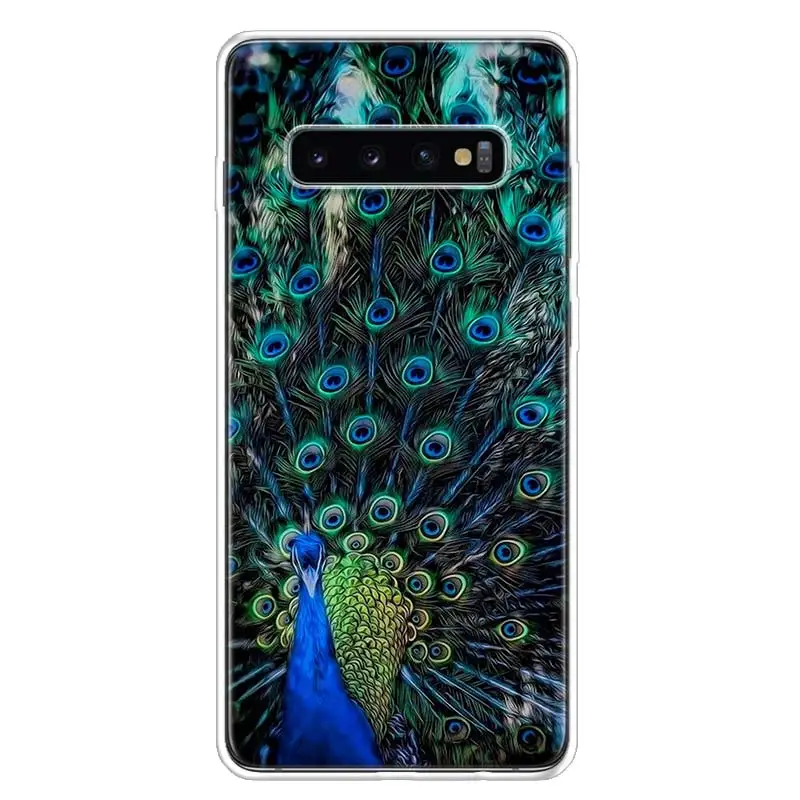 Bird Peacock Feather For Samsung Galaxy S24 S23 S21 S22 Ultra S10 Plus S20 FE Phone Case S10E S8 S9 + Housing Shell Coque