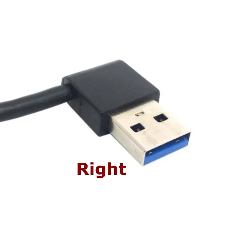 5Gbps 0.5m 25cm USB 3.0 Type A Male TO Male 90 Degree Left Angled to Right Angled Extension Cable Straight Connection