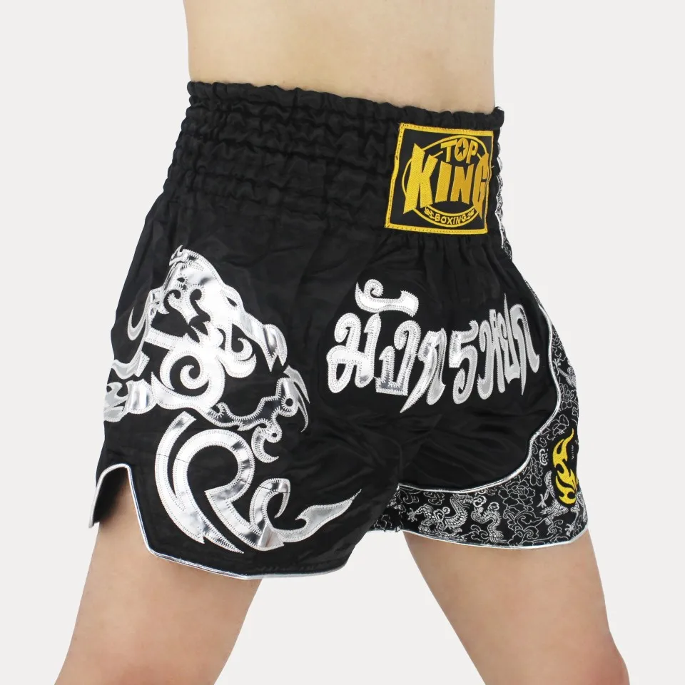 SUOTF Nero MMA Fighting Formazione Fitness Muay Thai Boxe Pantaloncini Per Lo Sport Tiger Muay Thai pantaloncini mma muay thai boxe abbigliamento