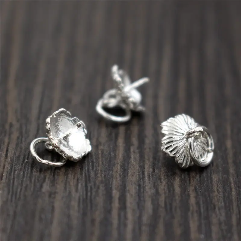 1pc100% 925 Sterling Silver Necklace Connector Pearl Beads Fastener Trays S925 SIlver Pendant Settings Clasps DIY Jewelry Making