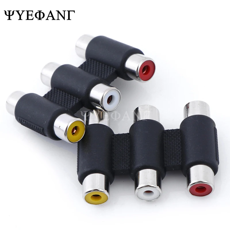 1 Pcs Multi-Functionele Audio Video Connector 3 Rca Av Coupler Mini 3RCA Vrouwelijke Aan Vrouwelijke Adapter Socket Extension converter