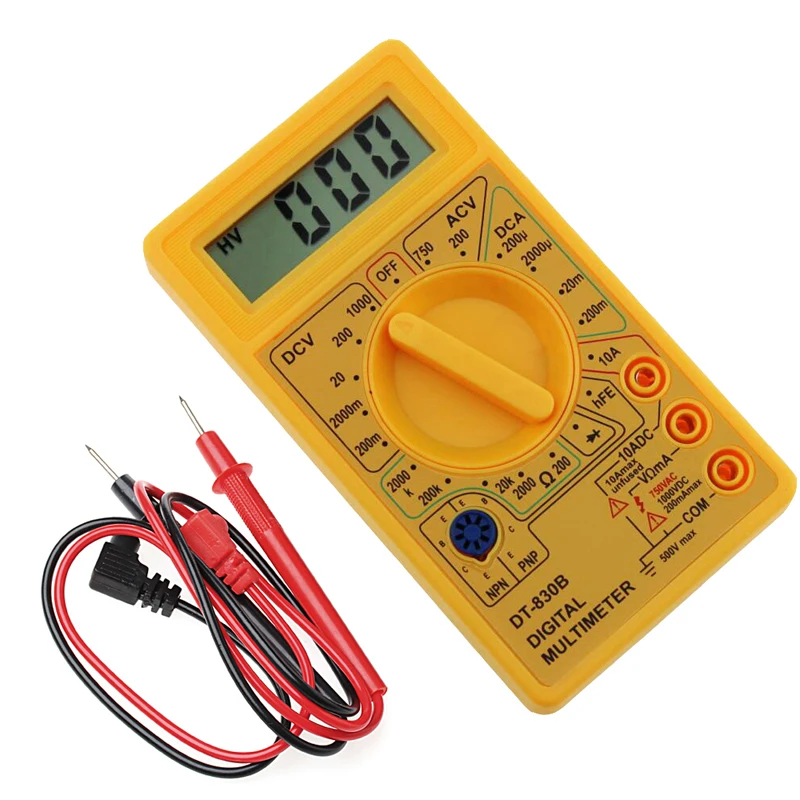 Mini multimètre numérique LCD, AC, DC, 750 V, 1000V, sonde pour voltmètre, ampèremètre, testeur Ohm, mètre, tension, courant, 1 jeu