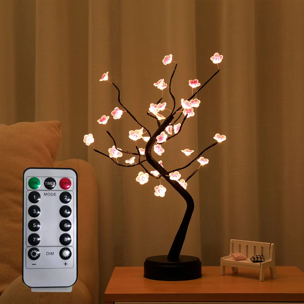 Blossom Bonsai Tree RGB con telecomando 16 albero cambia colore lampada da tavolo Home Room illuminata decorazioni natalizie