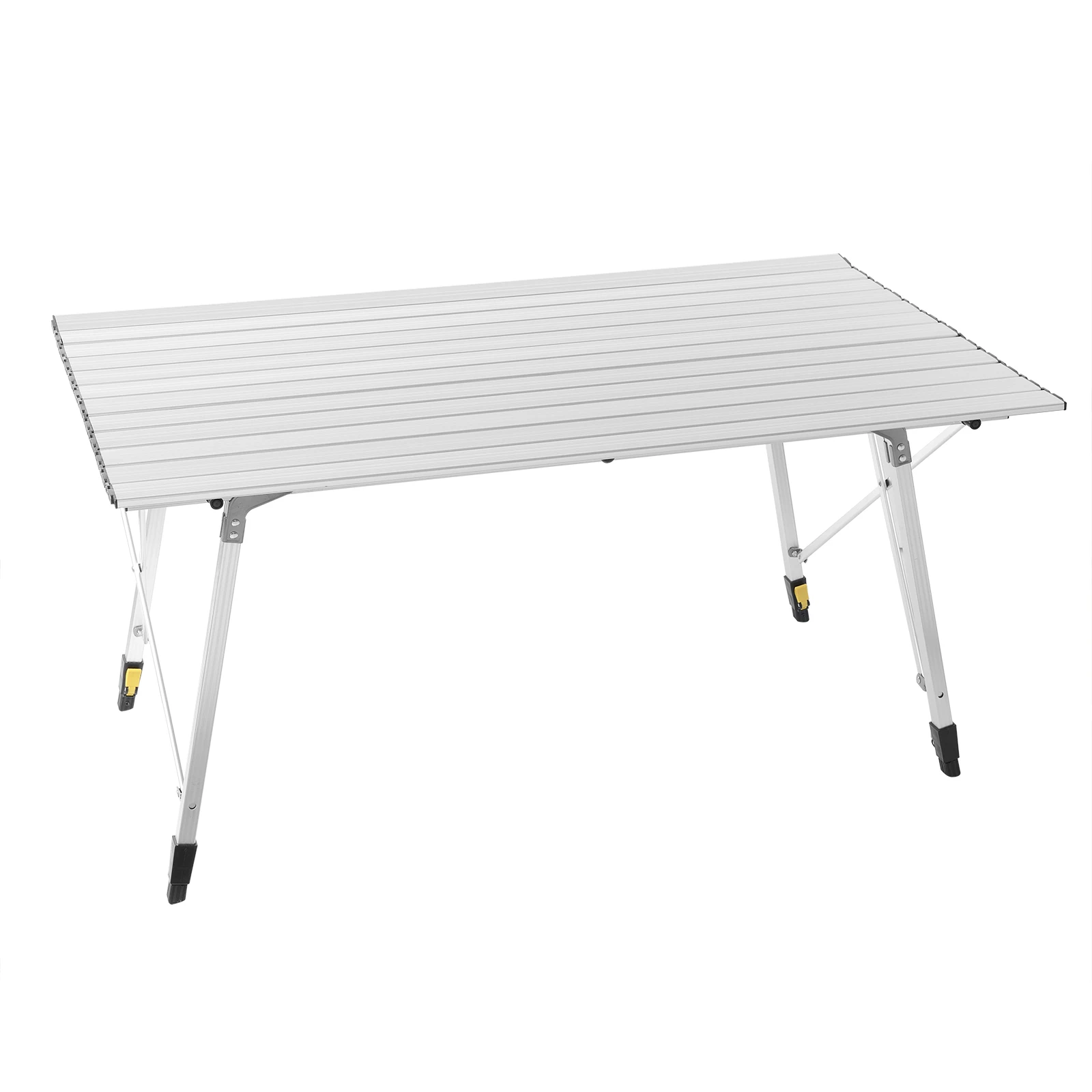 Aluminum Folding Camping Table with Carry Bag Travel Table for 4-6 People 120 x 68.5 cm Adjustable Height Outdoor Garden Table