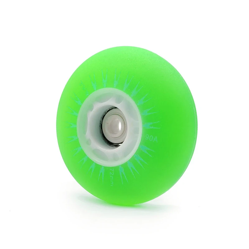 72mmX24mm الضوء الأخضر LED فلاش عجلة للأطفال الكبار مضمنة الزلاجات أحذية الإطارات 72 مللي متر LED تألق باستخدام 608 تحمل 90A 4 قطعة/الوحدة