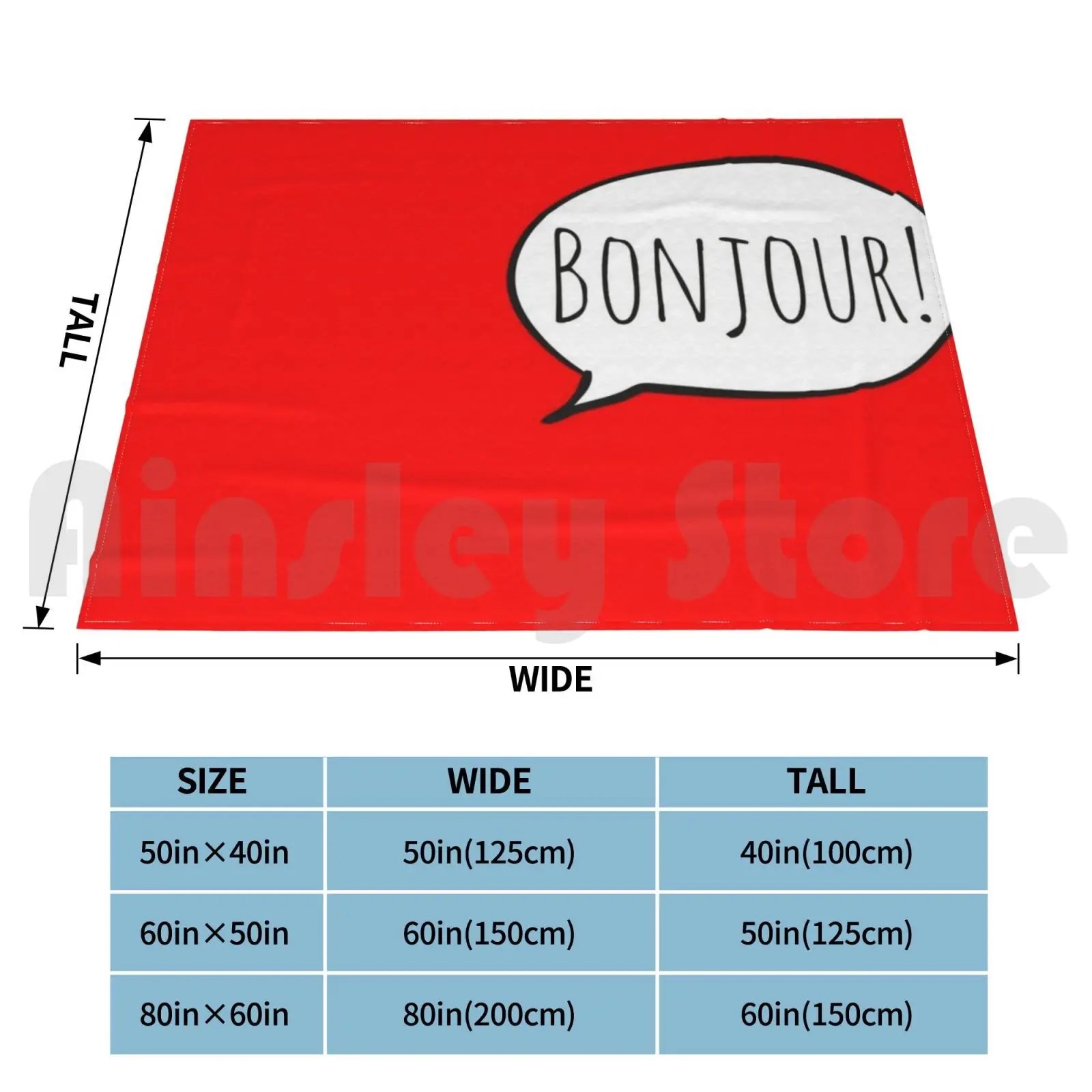 تشجيري بونجور! مع فقاعة الكلام البيضاء (فران؟ بطانية Ais / French) فائقة النعومة ودافئة وخفيفة ورقيقة من Bonjour Say Bonjour #2