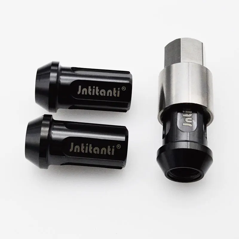 Jntitan Gr5 titanium  lug nut M14*1.25*45mm Anti-theft Close end lock nut and key