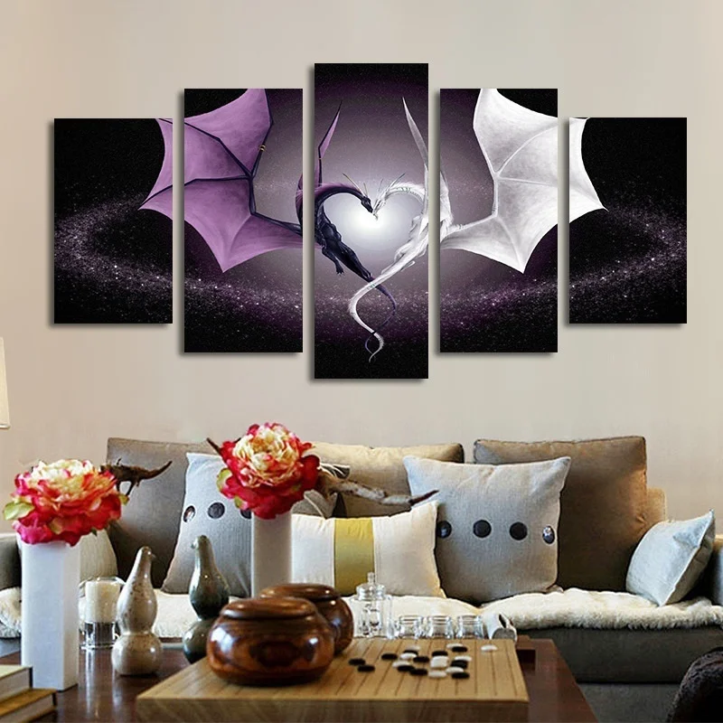 

Fantastic Western Dragon Poster 5 Pcs Modern Home Wall Decor Canvas Picture Art HD Print Painting On Canvas for Living Room