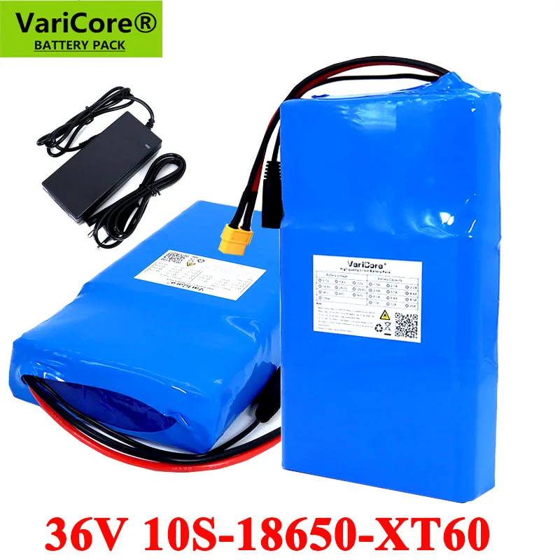 

VariCore 36V 12Ah 10Ah 8Ah E-bike 18650 Lithium Battery Pack 20A BMS for Balancing scooter lawn mower with 42V 2A Charger