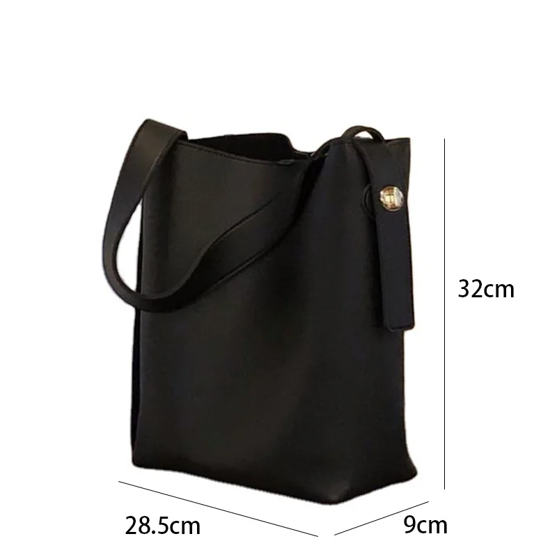 2021 Winter New Bucket Bag For Women PU Leather Shoulder Bag Large Capacity Crossbody Bag Simple Handbag Lady Wallet