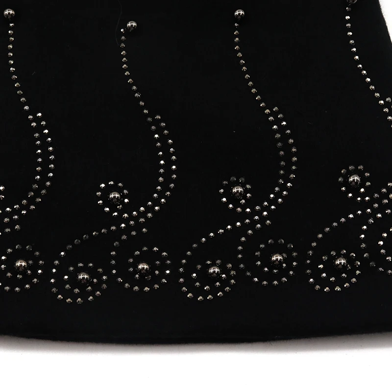 Brand Women\'s Beanie Hat Casual Polyester Shine Pearls&Rhinestones Beanies For Women Skull Beanie Hats Bonnet For Female