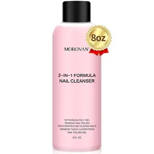 Pembersih Kuku 8oz 2 in 1 (Larutan Slip Gel Ekstensi Kuku Poli+Pembersih Kuku Profesional) Penghapus Cat Kuku Slip Bebas Serat 8 pembersih kuku gel penjualan terbaik - №