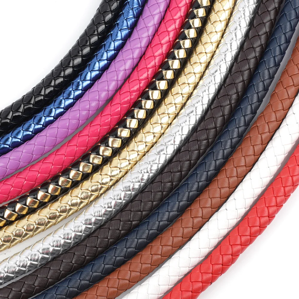 2pcs High Quality PU Leather Handbag Handles Handmade Alloy Metal Bag DIY Accessories Braided Rope Bag Shoulder Bag Strap KZ0346