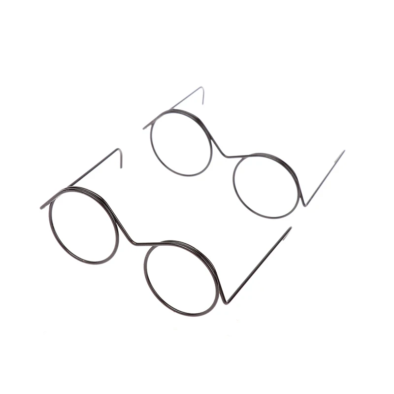 1/2/5/10Pcs Fashion Round Frame Lensless Retro Cool Doll Glasses For Doll 57*48*22mm