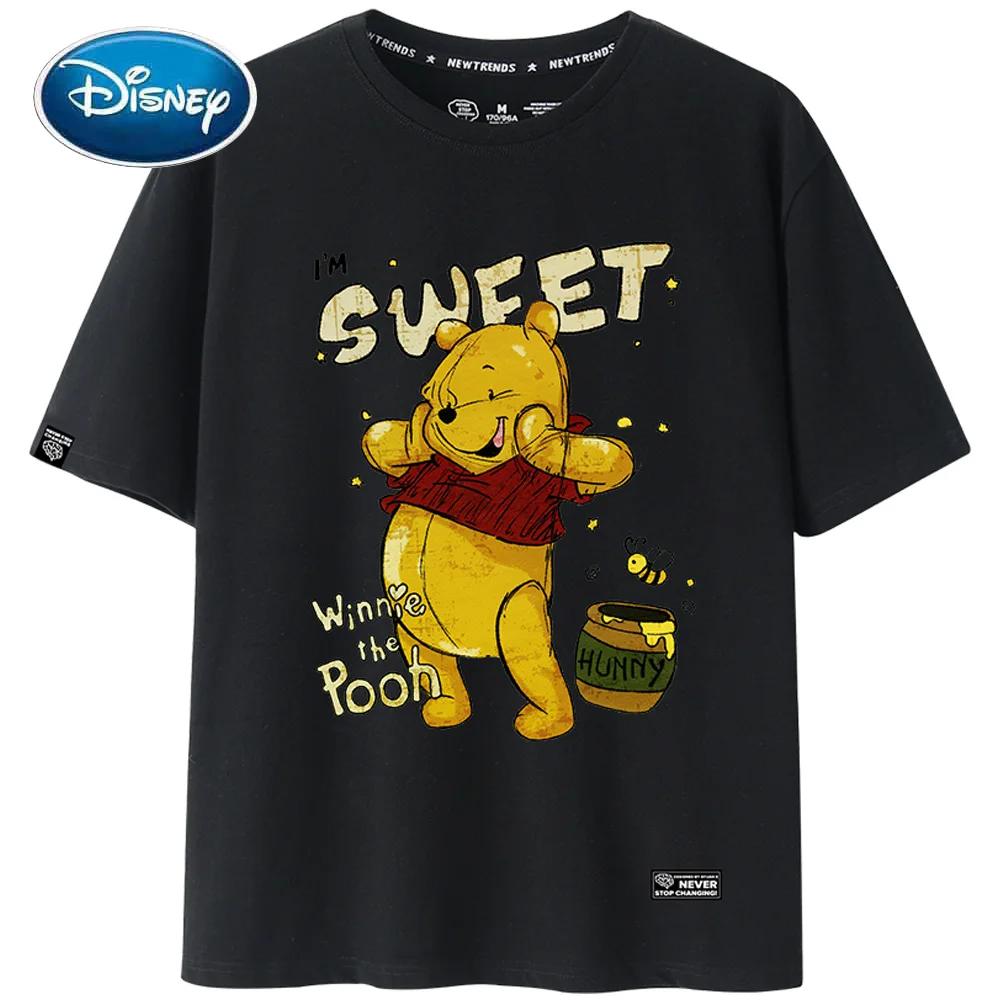 

Disney Harajuku Winnie the Pooh Bear Letter Cartoon Print O-Neck Chic Women T-Shirt Unisex Couples Tee Short Sleeve Tops 5 Color