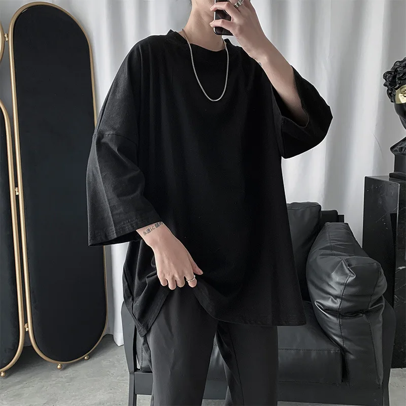 Black Gray Solid Brief Casual Fashion Men T Shirts Long Sleeve 2022 Autumn Spring Clothing Harajuku Loose Studen Top Oversized