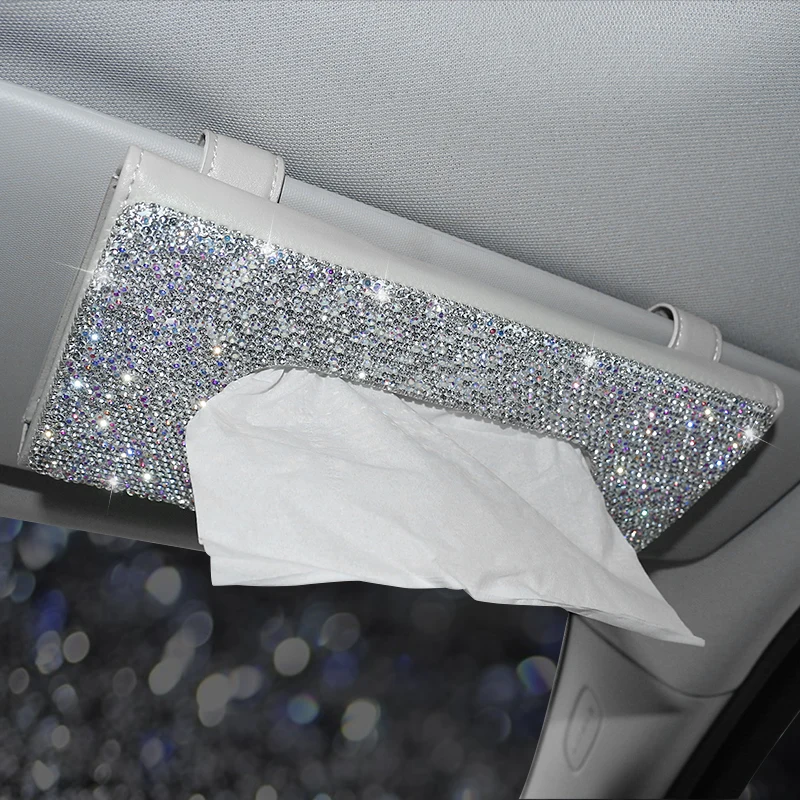 1 Pcs Crystal Car Tissue Box Towel Sets Car Sun Visor Tissue Box Holder Auto Interior Storage Decoration for BMW Car Accessories