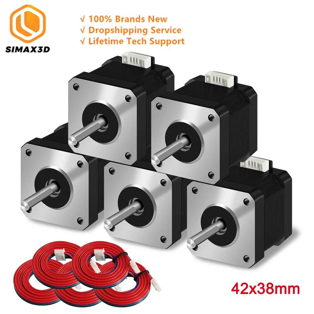 

5pcs Silver 4-lead Nema 17 DuPont Stepper Motor 42 Motor 38MM Nema 17 Motor 42BYGH 1.5A 17HS4401 XH2.54 Motor for 3D Printer CNC