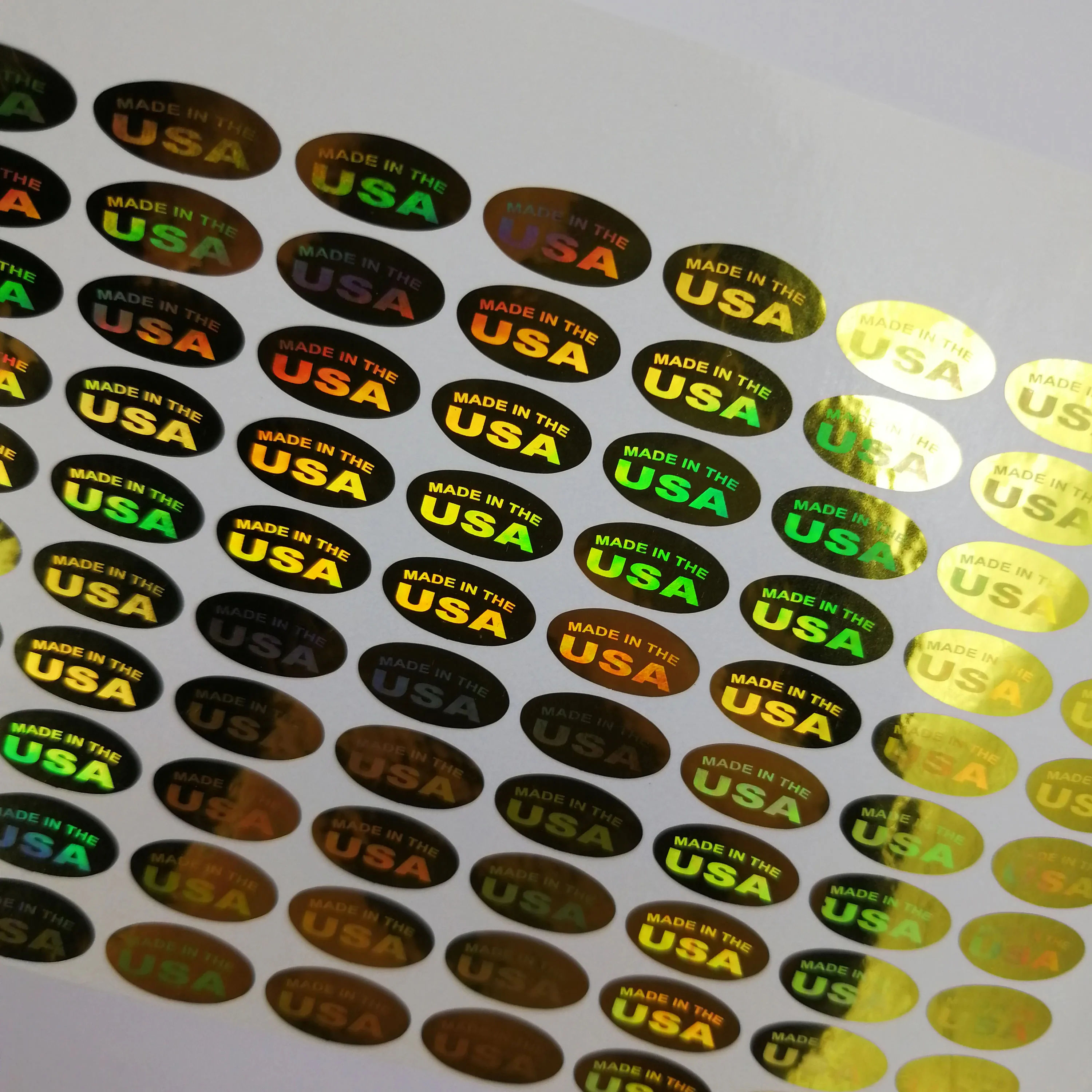 MADE IN THE USA Hologram Stickers 1000pcs 13x6.5mm 1/2 Inch Oval Shape SILVER OR GOLD OPTIONS