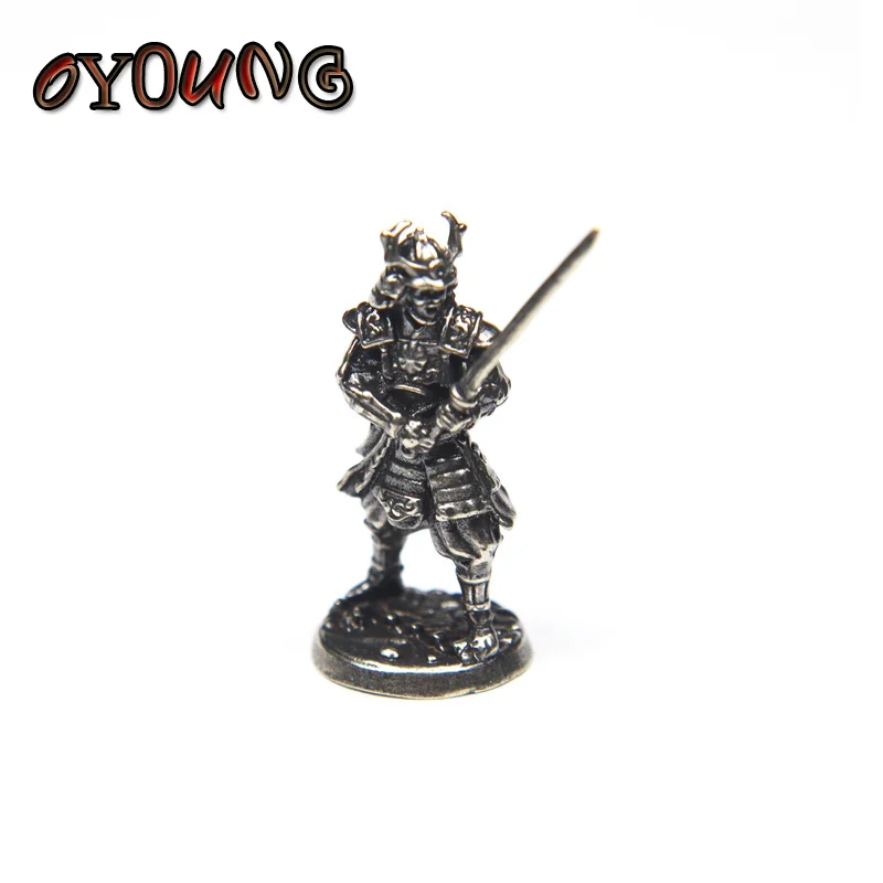 White Copper Japanese Shogunate Samurai Figurines Miniatures Vintage Metal Soldiers Model Statue Desktop Toy Ornament Decoration