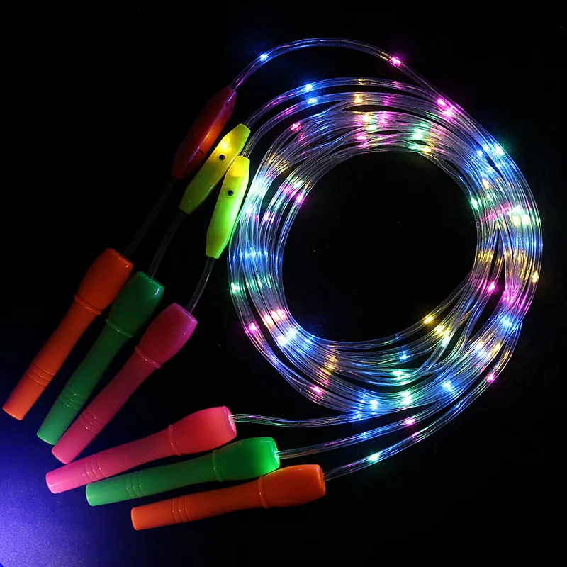 Children Adult Skip Rope Colorful LED Light Flash Skipping Rope Glowing Sports Rope Game Supplies Exercise Fitness Skipping Rope