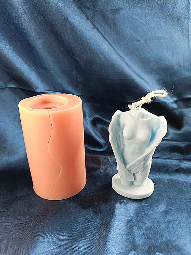 

Charming Woman with Wing Silicone Candle Mold Resin Epoxy Clay Plaster Fondant Mould Sexy Human Body Angle Handmade Gift Moulds