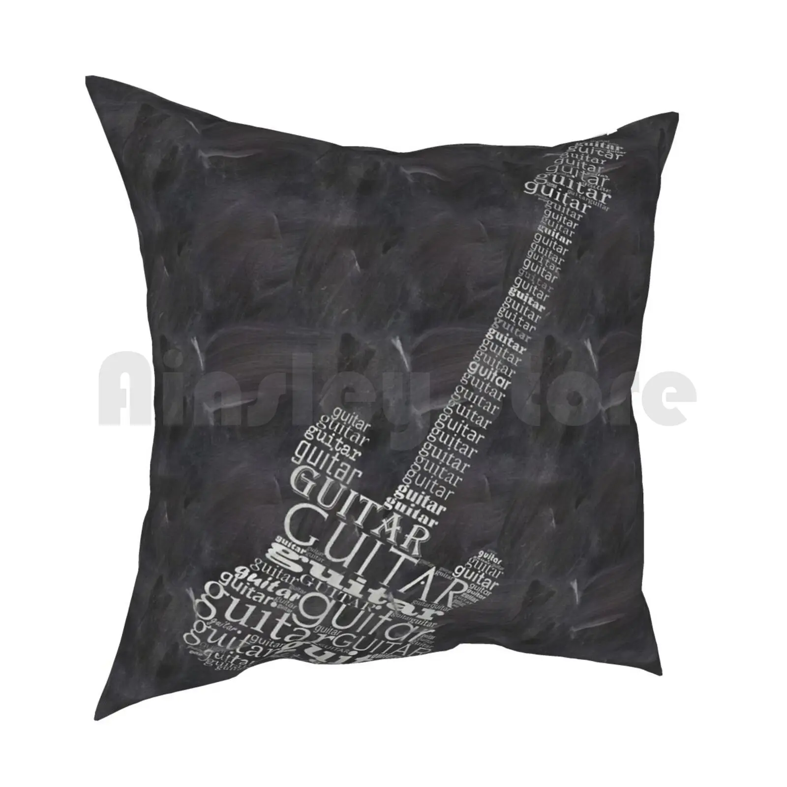 Guitar On Chalkboard Pillow Case Printed Home Soft Throw Pillow Guitar Guitar Art Guitar Guitar Guitar Guitar Typography