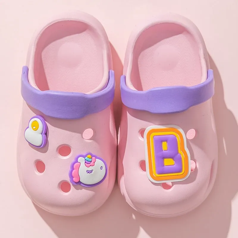 New Summer Children Letter Clogs Kids Garden Shoes Girl Boy Beach Shoe Candy Color Hole Baby Shoes Sandals Toddler Slippers