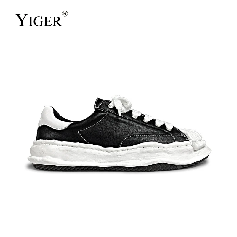 YIGER Men\'s sneakers New spring couple shell-toe leather platform retro shoes Men Casual shoes Mihara Kangyu Dissolve Shoes 2023