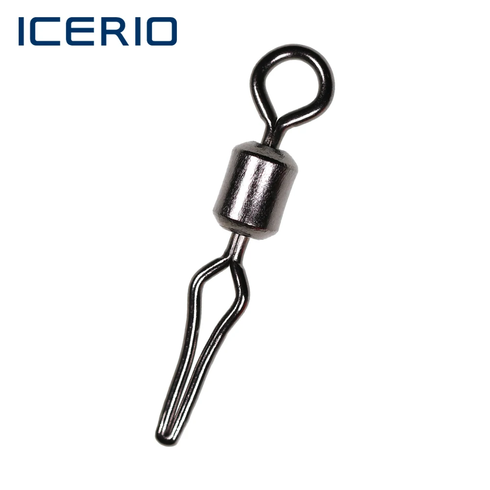 ICERIO 100pcs Fishing Swivels Rolling Swivels Snap With Side Line Clip Saltwater Fishing Tackle Bass Carp Fishing Connector