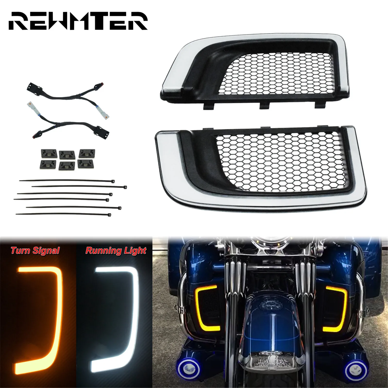 

Motorcycle LED Fairing Lower Grills Light For Harley Touring 14-24 CVO Street Glide Electra Road Glide Ultra FLHTK Ultra Limited