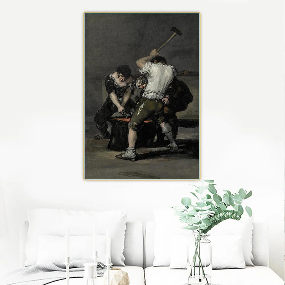 Citon Francisco Goya《The Forge》Canvas Art Oil Painting Artwork Poster Picture Wall Background Decor Home Decoration