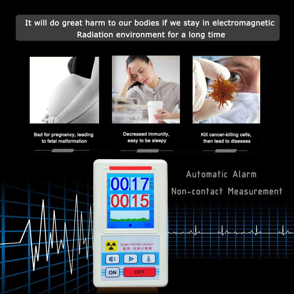 BR-6 Display Screen Geiger Counter Nuclear Radiation Detector X-ray Beta Gamma Detector Geiger Counter Radioactivity Detector
