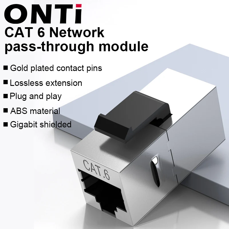 

ONTi CAT6 Straight Through Network Module RJ45 Conector Information Socket Computer Coupler Cable Adapter Ethernet Keystone Jack