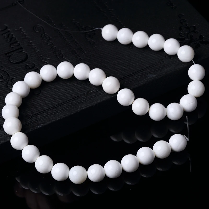 4/6/8/10/12 Mm Natural Stone Beads Tridacna Stone White Round Beads for Jewelry Making Diy Bracelet Necklace 15.5\