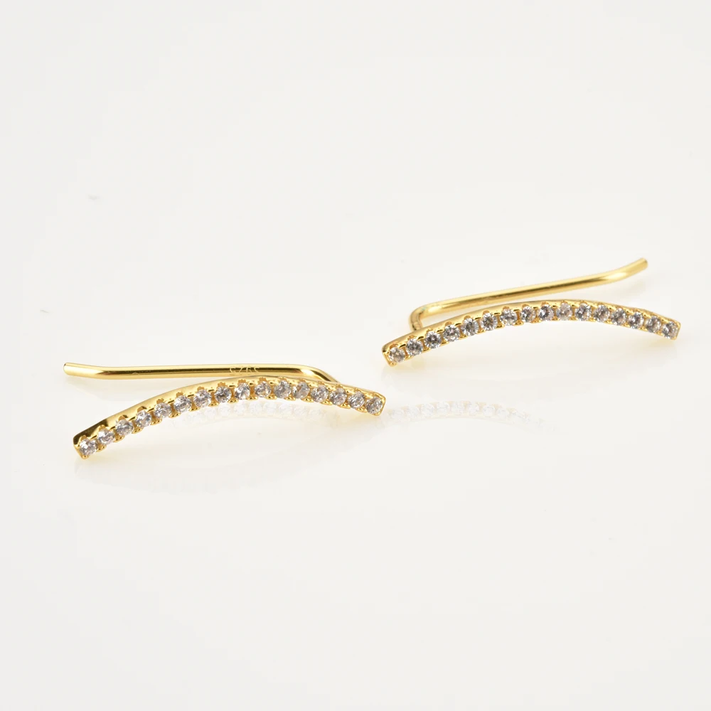 Kikichicc 925 Sterling Silver Gold 22mm Climber Women Fashion Rock Punk Earring Piercing Long Fashion Crystal Jewelry Wedding — zdjęcie 3