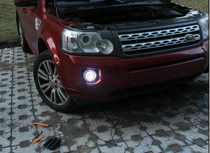 Eosuns Innovative Cob Angel Eye Led Daytime Running Light Drl + Fog Lamp + Projector Lens for Land Rover Rang Rover Freelander 2