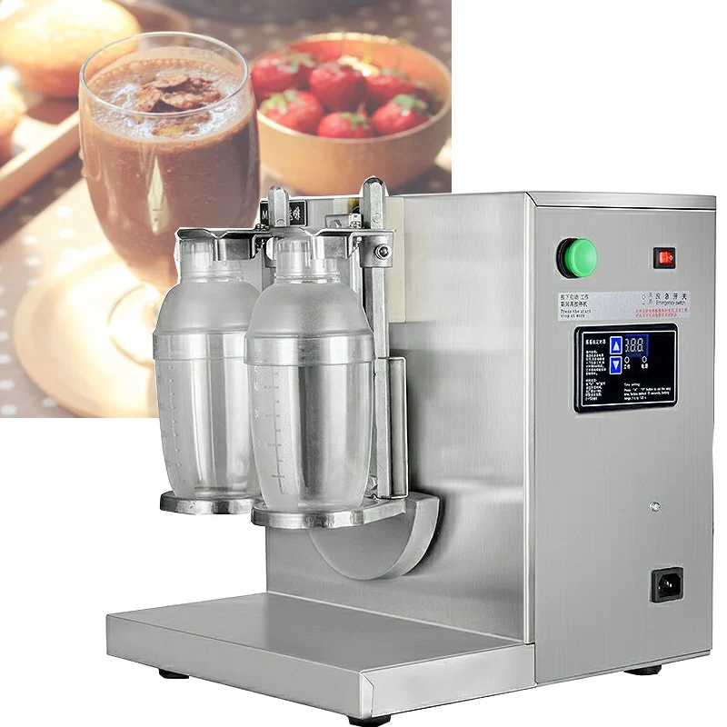 市販の飲料シェーカー、ダブルヘッドカップ、ボバティーフォームミルクティー、220v