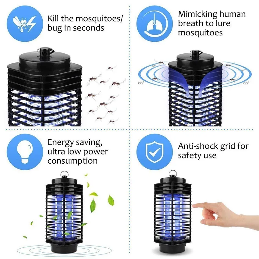 110V 220V UV Electronic Mosquito Killer Lamp Insect Fly Bug Trap Zapper Anti Mosquito Bedside Night Light Lantern Repellent Lamp