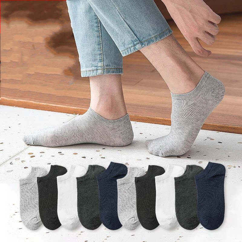 

10 pairs summer solid color ankle socks high quality pure cotton short socks breathable Low Cut socks black white